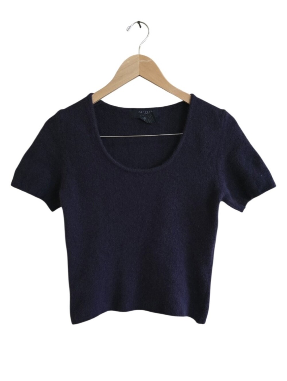 Express Deep Purple Wool & Angora Hair Blend Short Sleeve Sweater. Size Small